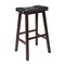Contemporary Home Living 29.5" Black Faux Leather Saddle Seat Stool with Wood Legs